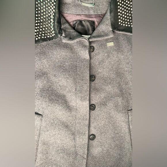 Philipp Plein Couture Grey Poncho with Calf Leather Studded Collar - NWOT - Picture 4 of 12